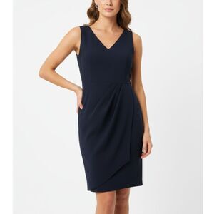 👗 Manydress Mini Bodycon Wrap Ruched Summer Dress Navy Blue Size M (US 8-10)